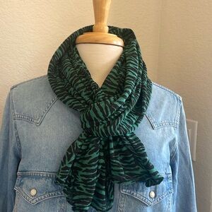 Soft green & black knit scarf